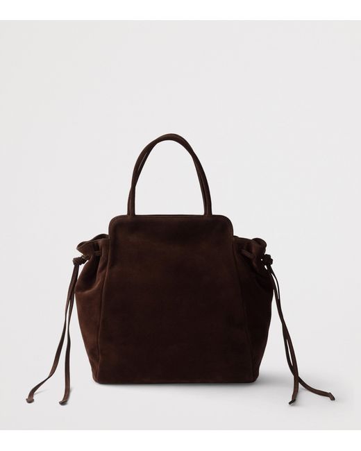 Prada Black Medium Suede Carry Top-Handle Bag