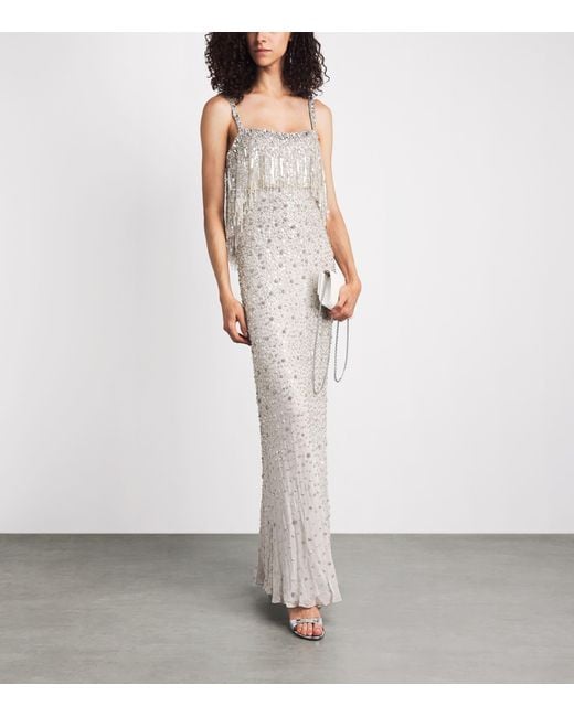 Jenny Packham White Embellished Iris Gown