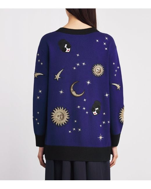 Alice + Olivia Blue Bradford Celestial Staceface Cardigan
