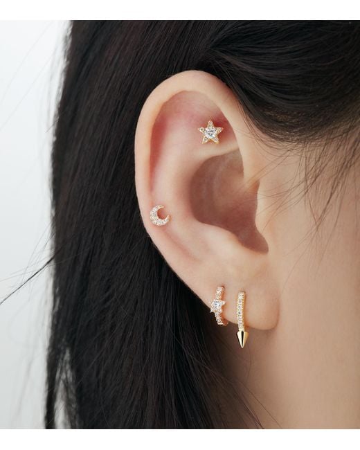 Maria Tash Metallic And Diamond Star Threaded Stud Earring