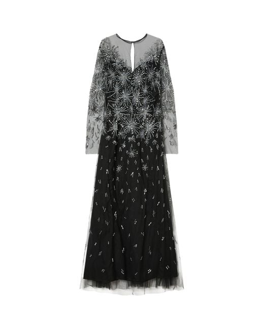 Marina Rinaldi Black Tulle Embellished Maxi Dress