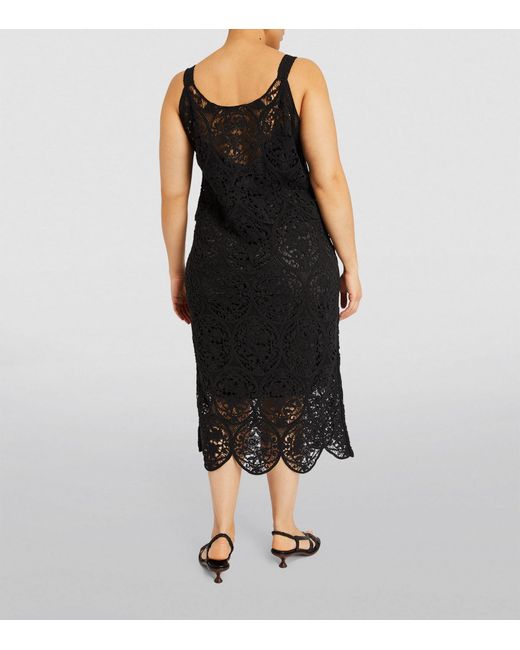 Marina Rinaldi Black Knitted Lace Midi Dress