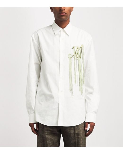 Dries Van Noten White Cotton Embroidered Shirt for men