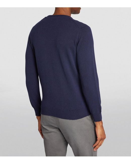 Harrods Blue Cashmere Crew-Neck Sweater for men