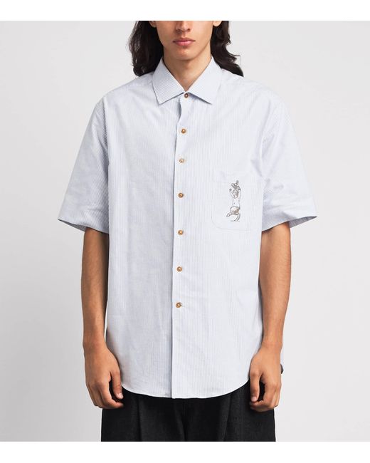 Vivienne Westwood White Organic Cotton Stripe Bowling Shirt for men