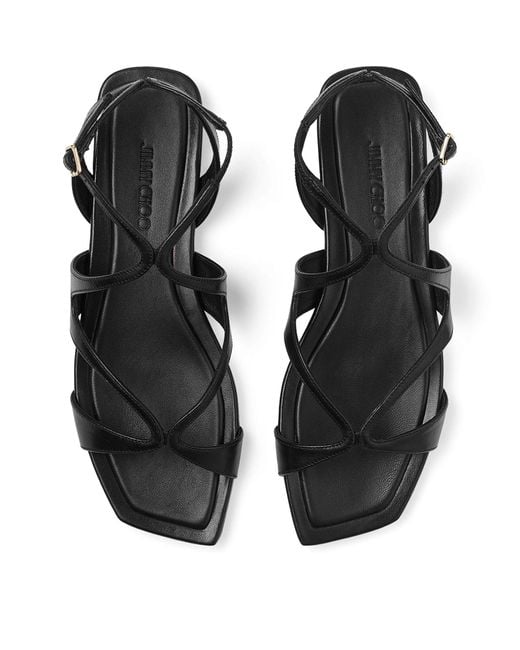 Jimmy Choo Black Ayla Leather Sandals