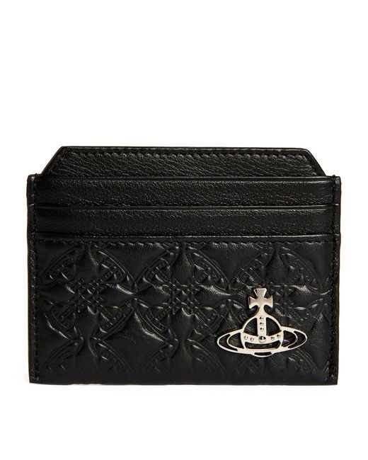Vivienne Westwood Embossed Leather Orb Card Holder in Black for Men