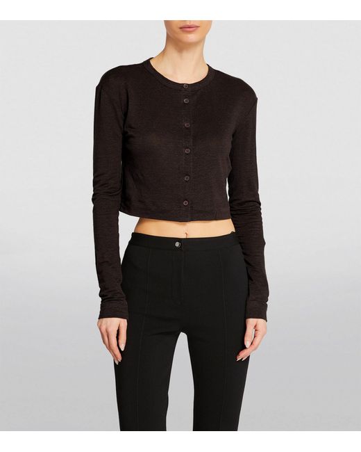 MAX&Co. Black Linen Cropped Cardigan