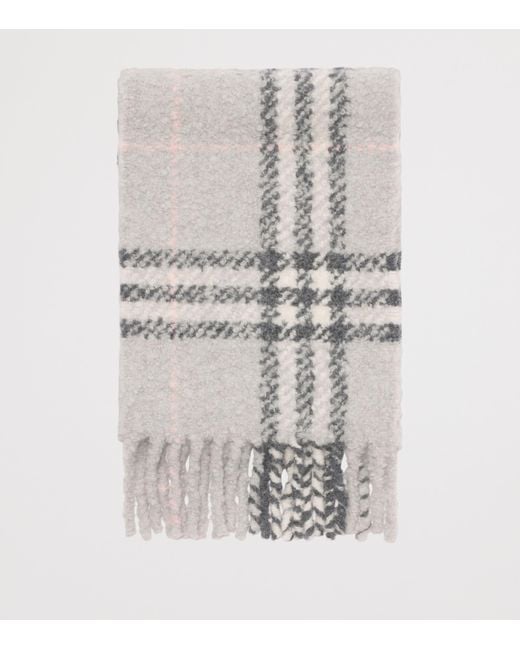 Burberry Gray Alpaca-Wool Bouclé Check Scarf