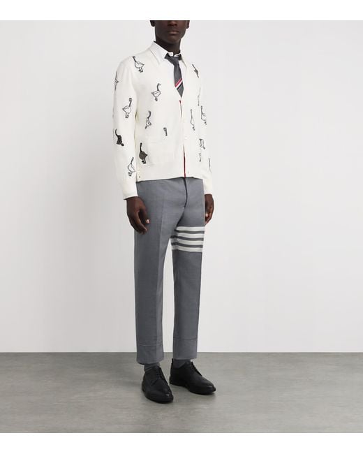 Thom Browne Gray Wool 4-Bar Stripe Tailored Trousers for men