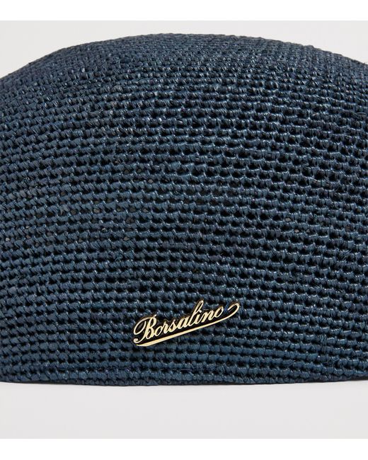 Borsalino Blue Raffia Miami Flat Beret for men
