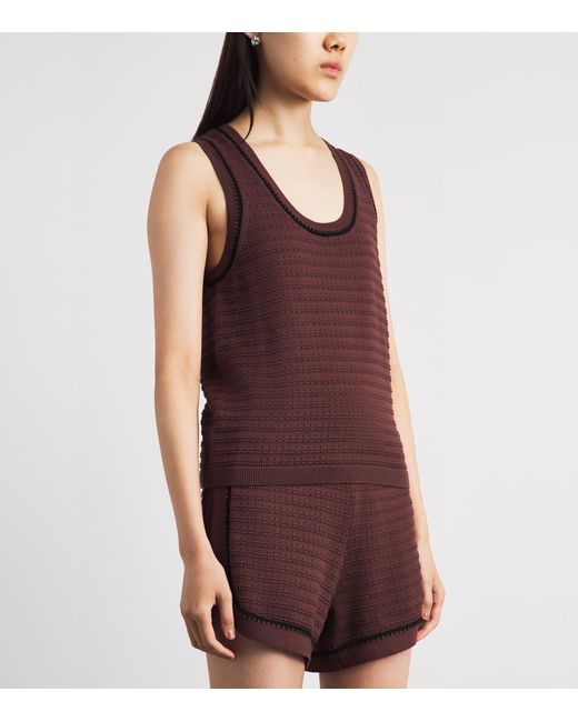 Varley Purple Cotton Knit Gideon Tank Top
