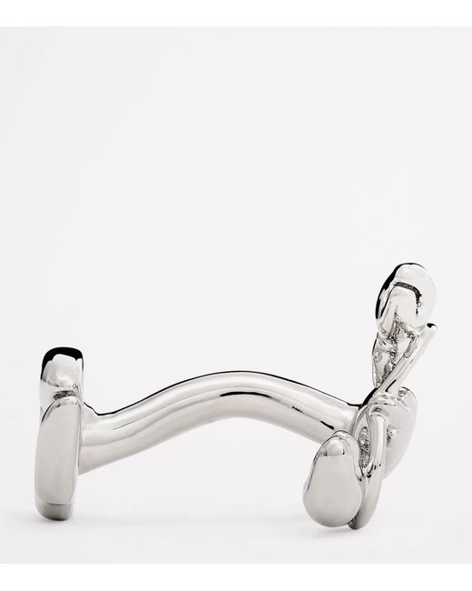 Babette Wasserman White Rhodium-Plated Lobster Cufflinks for men