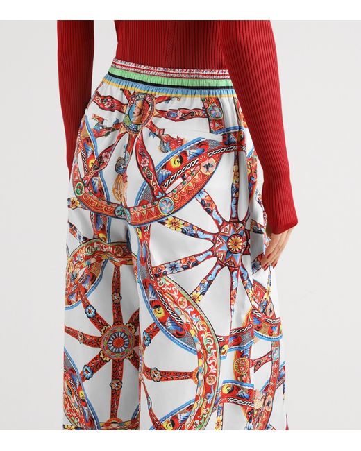 Dolce & Gabbana Red Cotton Carretto Trousers