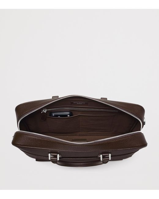 Aspinal Black Leather Mount Street Briefcase Bag for men