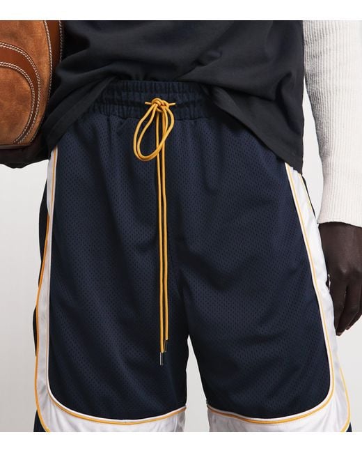 Rhude Blue Mesh Piping Track Shorts for men
