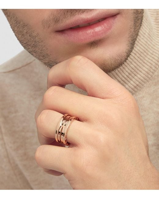 BVLGARI Pink B.Zero1 Three-Band Ring
