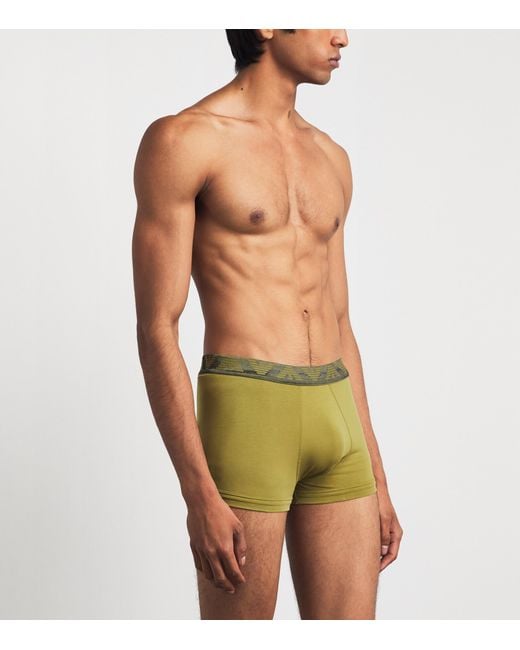 Emporio Armani Blue Stretch-Cotton Logo Trunks for men