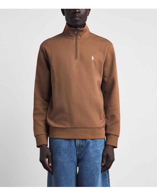 Polo Ralph Lauren Brown Polo Pony Quarter-Zip Sweatshirt for men