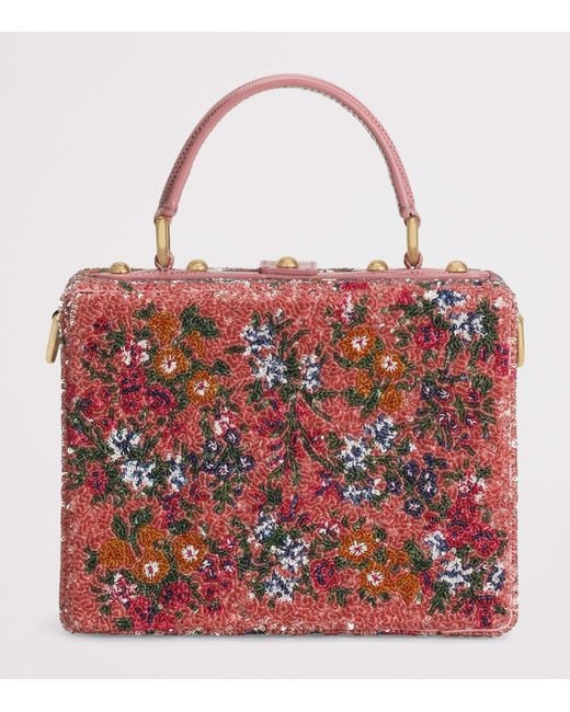 Dolce & Gabbana Red Embellished Dolce Box Top-Handle Bag