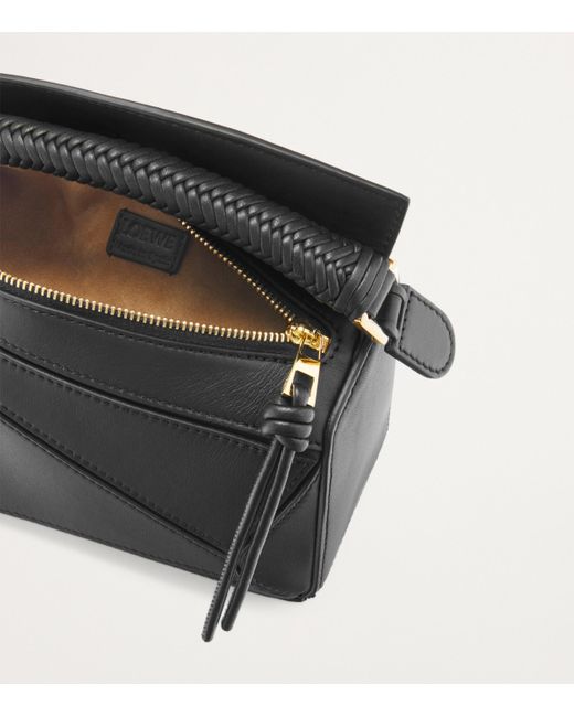 Loewe Black Mini Leather Puzzle Edge Top-Handle Bag