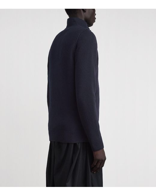 Stone Island Blue Wool-Blend Button-Up Sweater for men