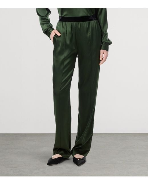 Tom Ford Green Silk Elasticated Trousers