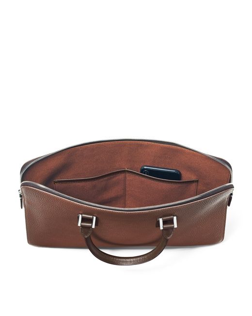 Aspinal Brown Leather Connaught Briefcase for men