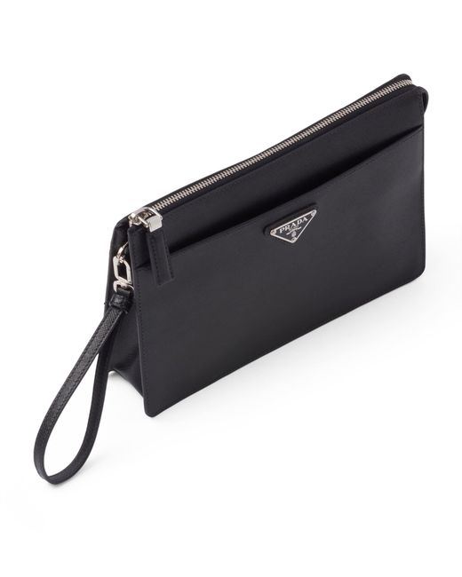 Prada Black Saffiano Leather Pouch for men