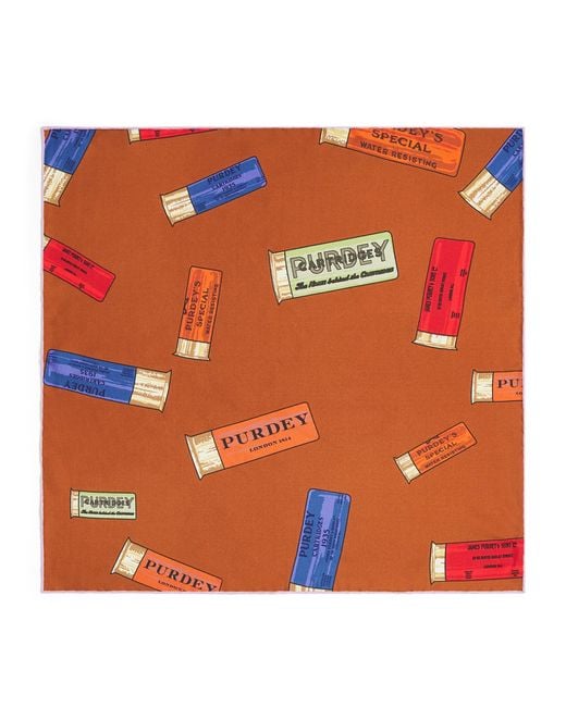 James Purdey & Sons Orange Silk Cartridge Pocket Square for men