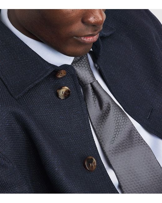 Isaia White Silk Jacquard Tie for men