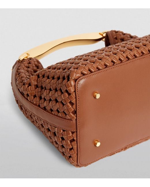 Elleme Brown Leather Woven Boomerang Tote Bag
