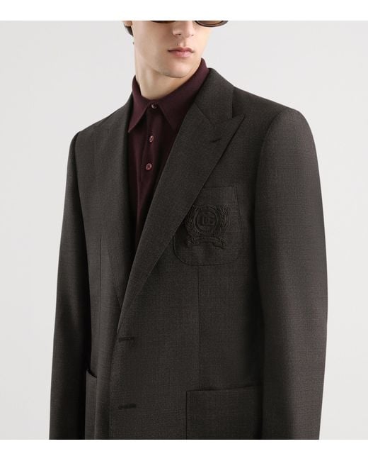 Dolce & Gabbana Black Portofino Wool Canvas Blazer for men