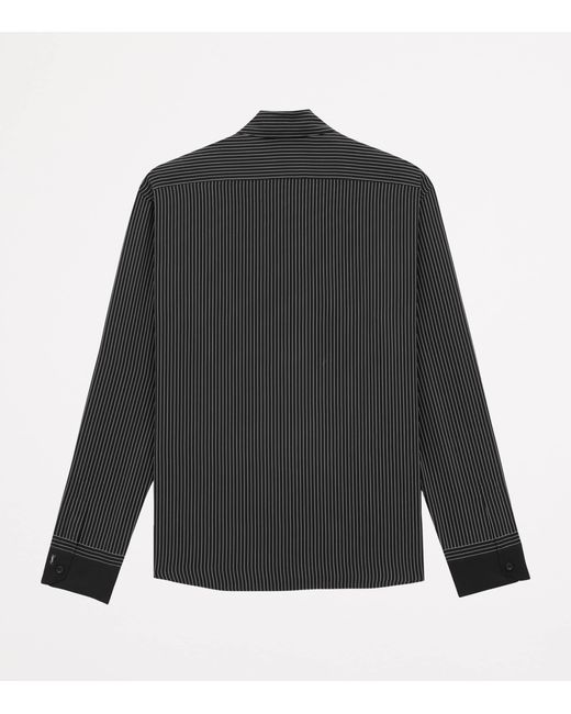 Saint Laurent Black Silk Striped Cassandre Shirt for men