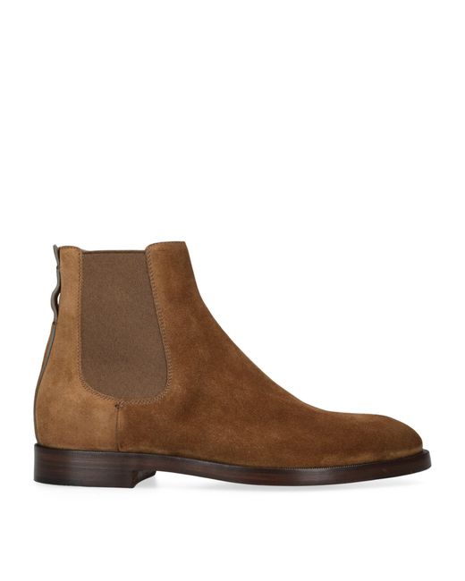 Zegna Brown Suede Torino Chelsea Boots for men
