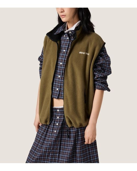 Miu Miu Green Fleece Jersey Gilet