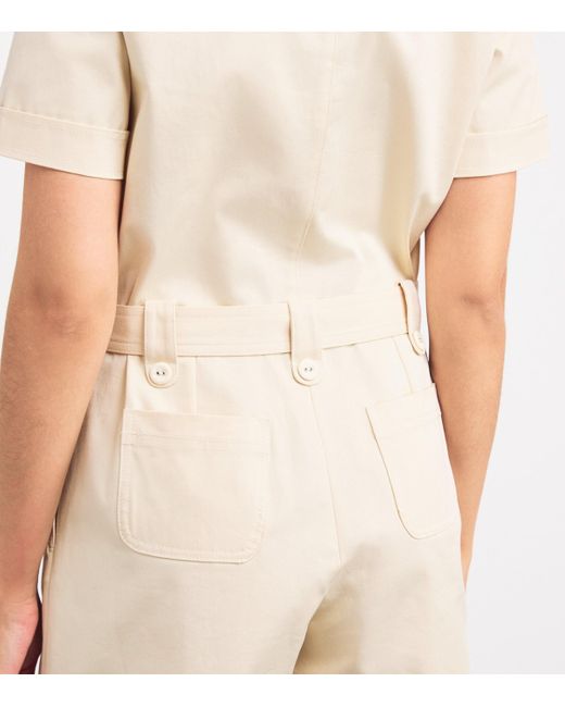 Claudie Pierlot Natural Cotton-Blend Belted Playsuit