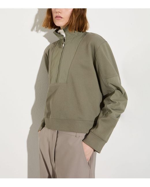MAX&Co. Green Cotton Jersey-Blend Half-Zip Sweatshirt