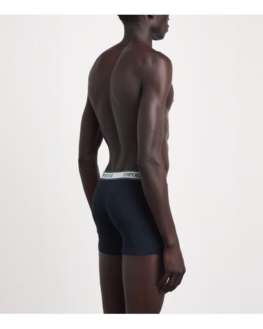 Emporio Armani Blue Stretch-Cotton Logo Boxer Briefs for men
