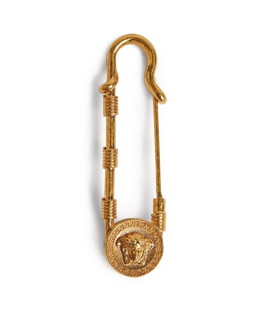 Versace Metallic Medusa Safety Pin Brooch