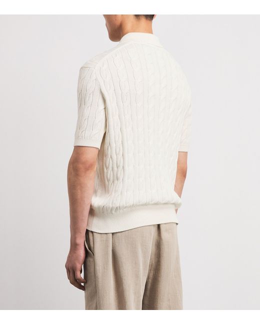 Ralph Lauren White X Wimbledon Cotton-Blend Cable-Knit Polo Shirt for men