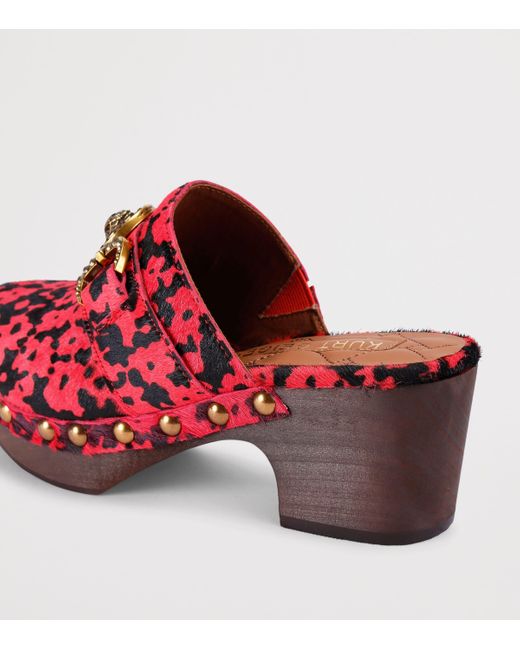 Kurt Geiger Red Leather Mansion Clogs