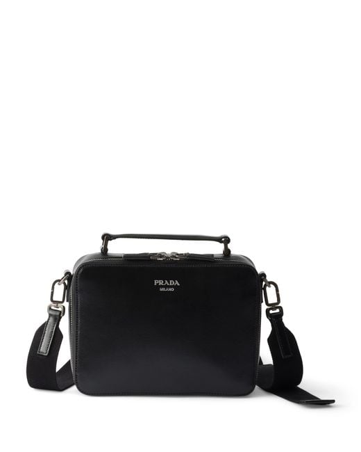 Prada Black Leather Brique Cross-Body Bag for men
