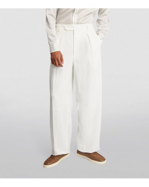 Giorgio Armani White Linen Trousers for men