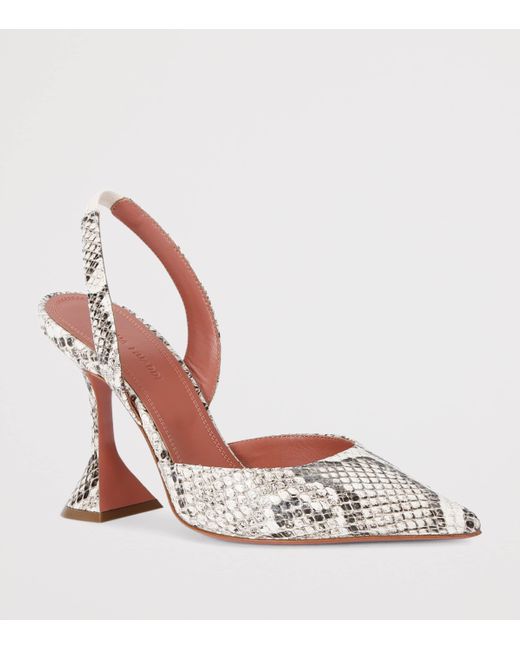 AMINA MUADDI Pink Snake Print Holli Slingback Pumps 95