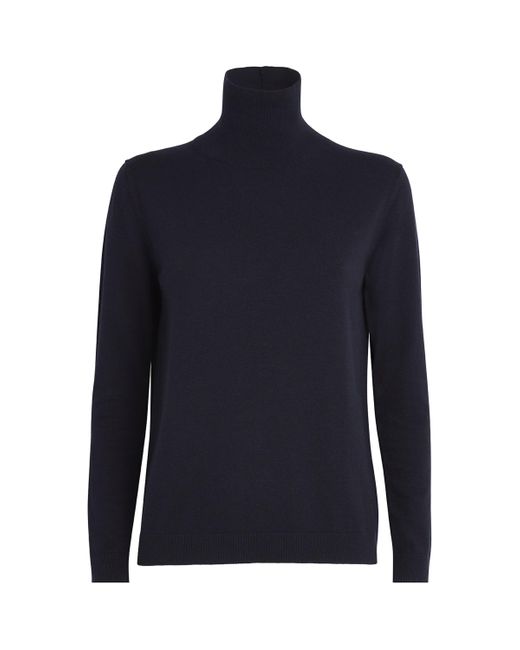 Weekend by Maxmara Blue Silk-Blend High-Neck Sweater