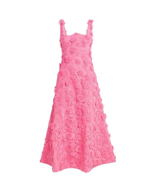 LEO LIN Lace Odette Midi Dress in Pink | Lyst