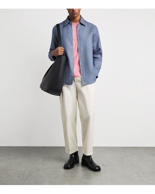 God's True Cashmere Blue Linen Denim Shirt for men