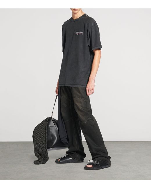 Balenciaga Black Rotated Logo T-Shirt for men