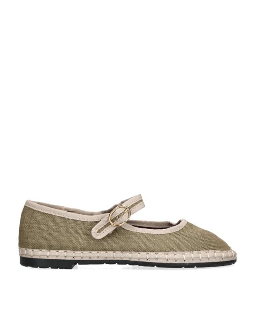 Flabelus Green Linen Ishmael Mary Janes